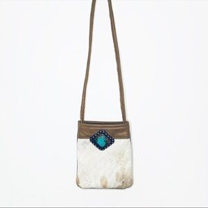 BOHO jeweled calf hair & leather mini crossbody